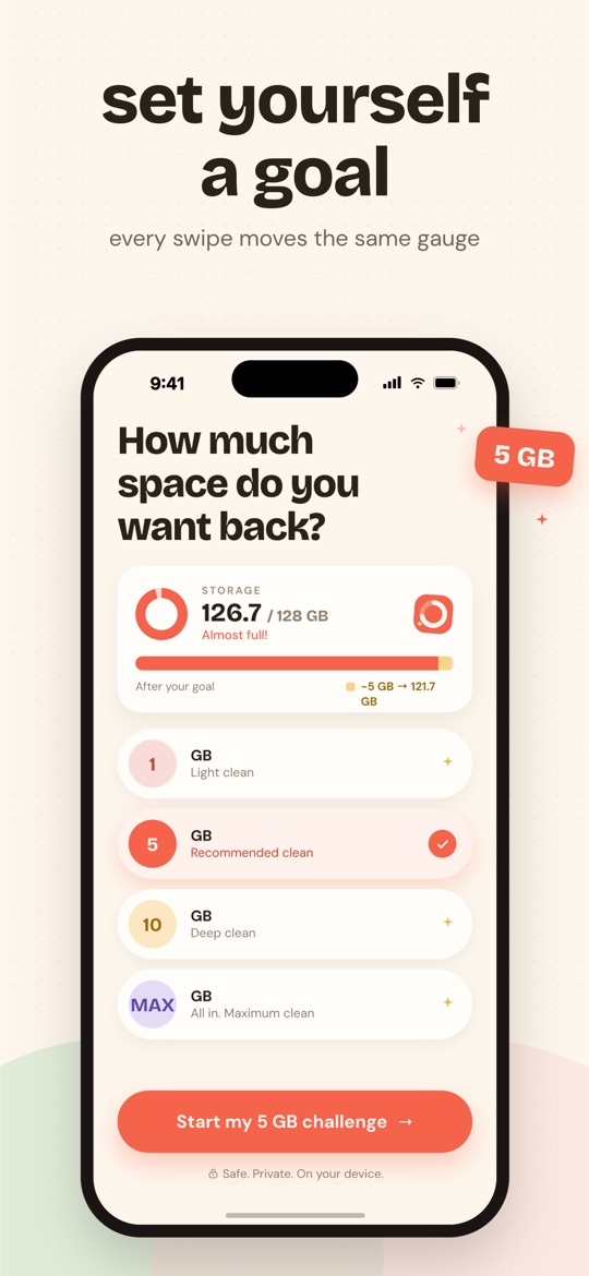 Giga's goal screen: a dial to choose how many gigabytes to get back